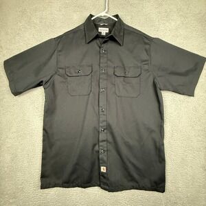 Carhartt Mens‎ Work Shirt Black Short Sleeve Button Up Relaxed Fit XL